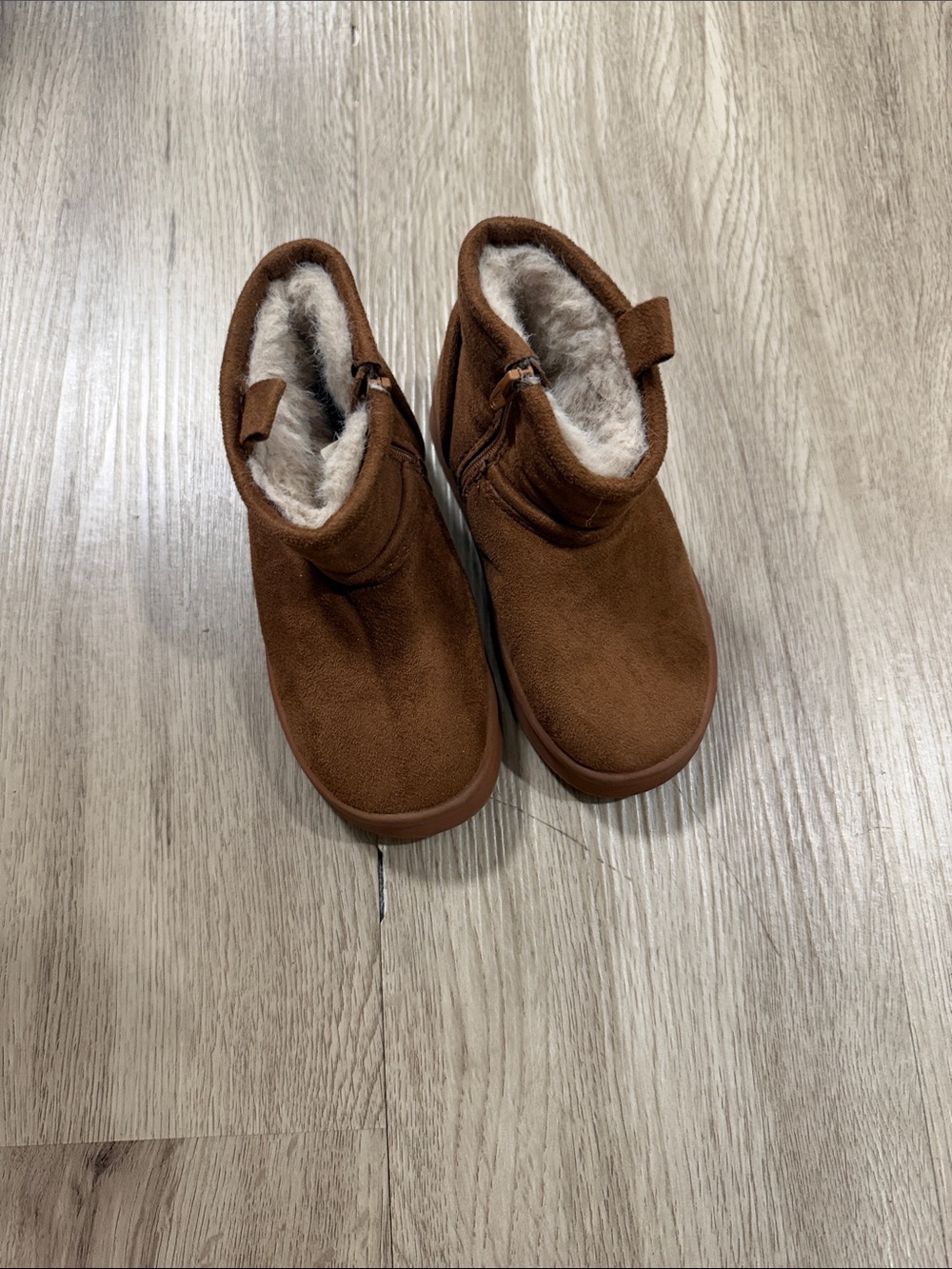Zara Brown Plush-Lined Kids Ankle Boots